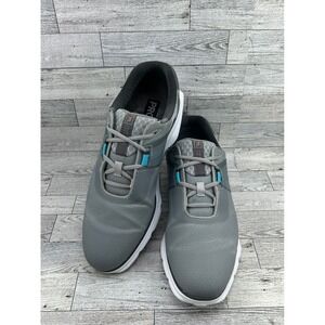 FootJoy Pro‎ SL Golf Shoes Mens 11.5M Grey White Teal Athletic Spikeless